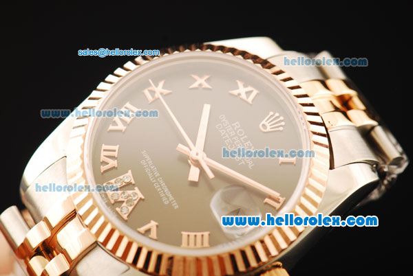 Rolex Datejust Automatic Movement Steel Case with Chocolate Dial and Two Tone Strap-ETA Coating Case - Click Image to Close